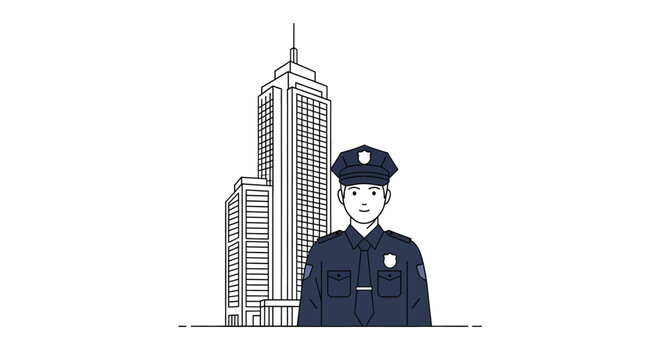 Police Officer Wearing Uniform Badge.