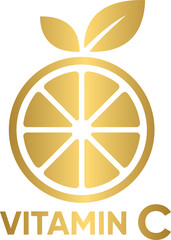 Obraz premium Golden Vitamin C Supplement Icon