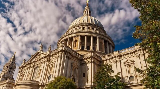 Saint Paul's Cathedral, London, England, United Kingdom. Time Lapse