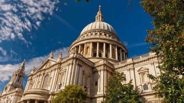 Saint Paul's Cathedral, London, England, United Kingdom. Time Lapse