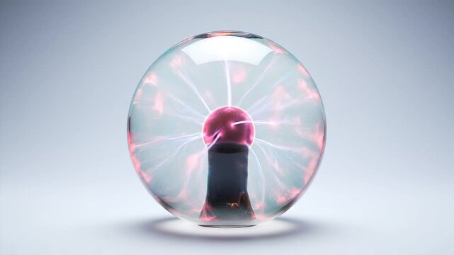 Captivating plasma globe showcasing mesmerizing electrical discharges, a dynamic scientific display of ionized gas, electrifying energy, and interactive light phenomena