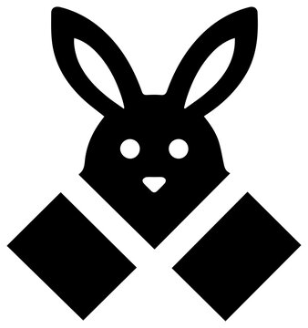Solid black filled icon of rabbitmq broker exchange logo symbol graphic resource technology
