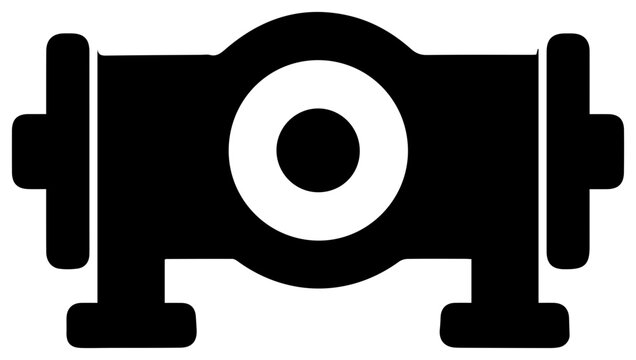 Solid black filled icon of pipeline corrosion monitor on white background for industrial use