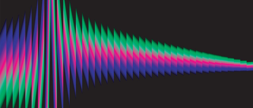 Vibrant multicolor sound wave pattern on with green, blue, and pink hues