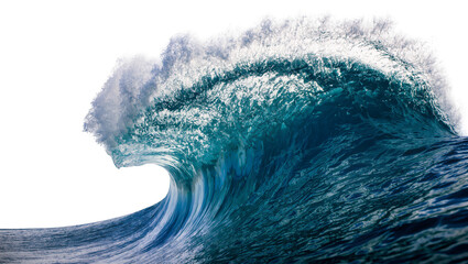 Crashing ocean wave with white foam crest, isolated on transparent background © AnaMaria