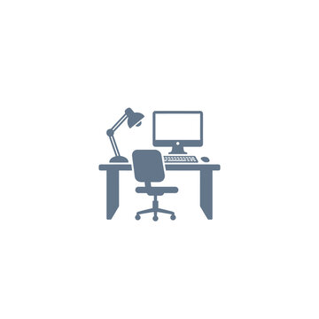 Workstation Computer Desk with Ergonomic Chair and Lamp for Productivity
