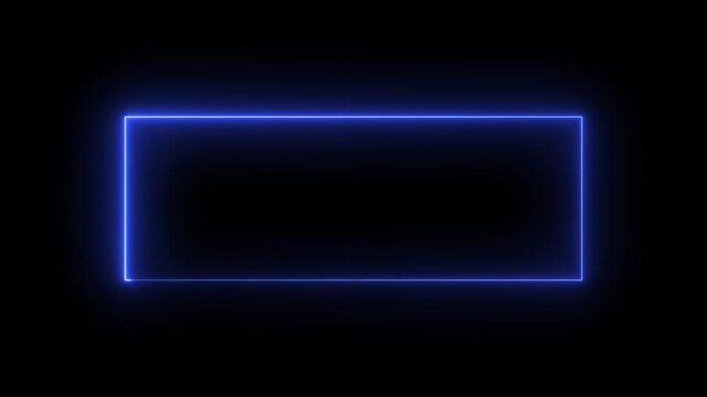 Abstract glowing neon rectangle border frame line animation. neon light rectangle frame loop animated background. Burning neon lights frame box animation seamless loop, alpha channel.