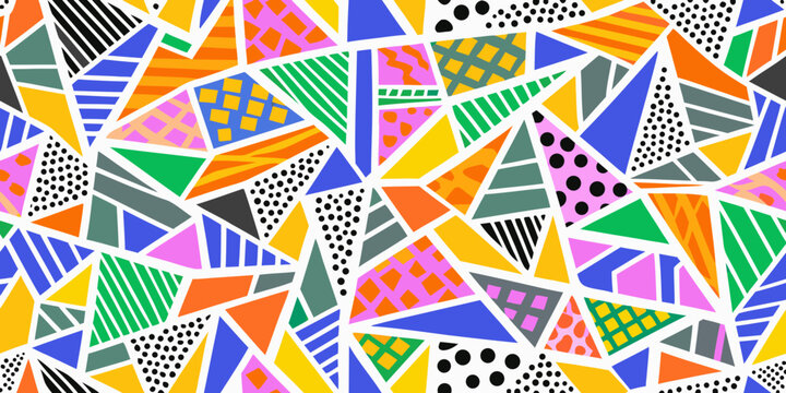 abstract geometric pattern vibrant memphis style design