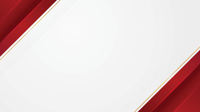 Modern Red White and Gold Abstract Geometric Background with Diagonal Lines - Luxury Vector Design