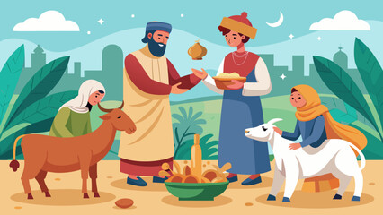Naklejka premium Traditional qurbani sacrifice concept vector illustration for Eid ul Adha.