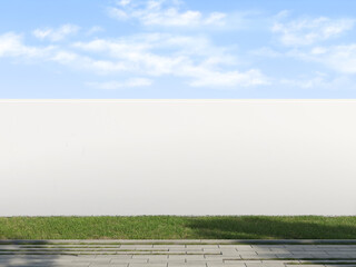 Blank white outdoor hoarding billboard mockup on the grass for advertising 3d rendering © impro-studio