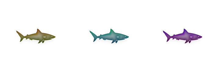 Fototapeta premium Three colorful shark silhouettes in a row