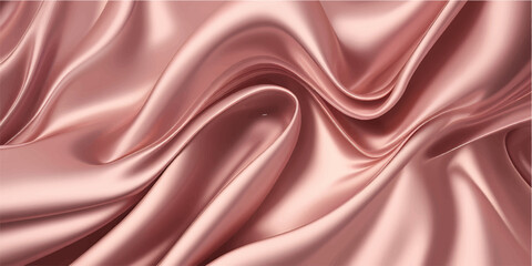 Fototapeta premium Rose gold metallic fabric texture showing smooth folds and luxurious waves