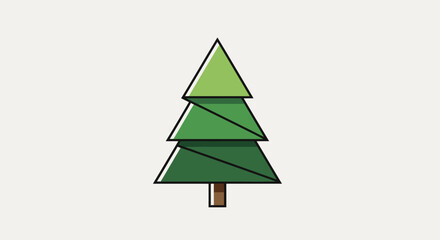 Fototapeta premium Abstract geometric green tree illustration with sharp lines.