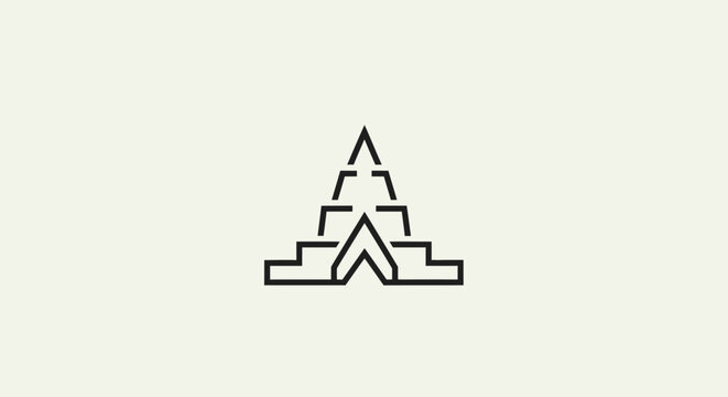 Abstract geometric logo design with stacked triangular shapes.