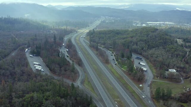 Interstate 5 Rest Stop And Traffic, Merlin, Oregon