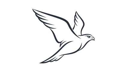 Fototapeta premium Elegant bird outline flying with wings raised.