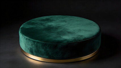 Naklejka premium Emerald velvet cushion rests on golden base