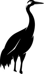 Obraz premium Black Crane, Bird Silhouette, Animal Icon, Wildlife Graphic
