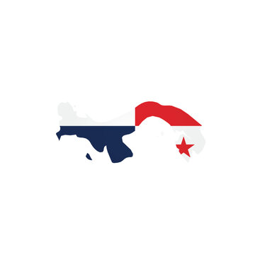Panama - country map silhouette filled with national flag. Simple flat vector illustration.