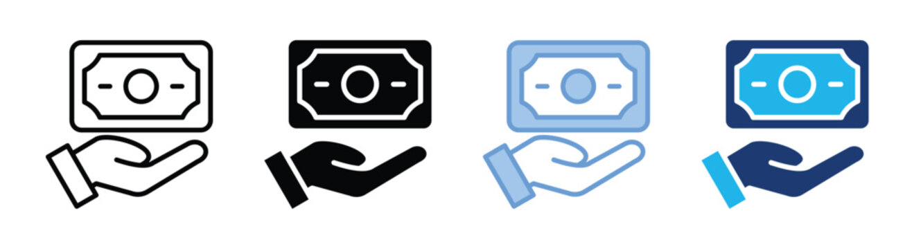 Money icon set multiple style collection