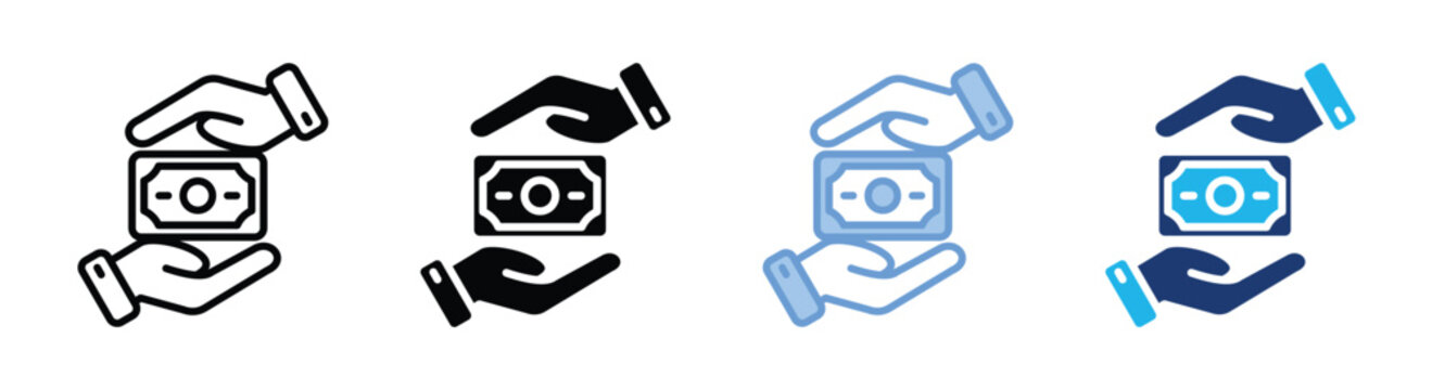 Give money icon set multiple style collection