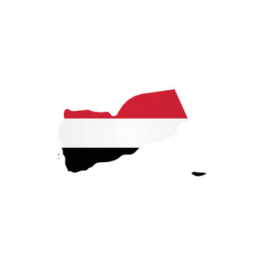 Yemen - country map silhouette filled with national flag. Simple flat vector illustration.