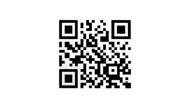 Black and white QR code matrix pattern, isolated on transparent background