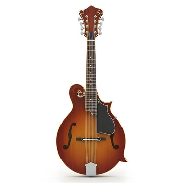 Professional F-Style Mandolin Musical Instrument with Sunburst Finish Isolated on White Background