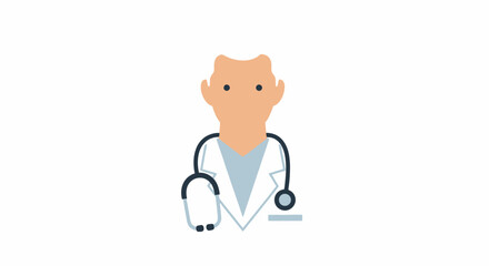 Fototapeta premium Minimalist vector illustration of a dedicated healthcare professional with a stethoscope, representing essential medical care and expert consultation in a clean, modern design