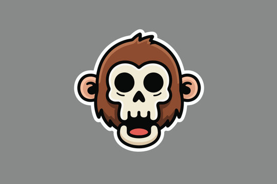 Monkey Skull Character Mascot Icon Illustration Creative Design Template 