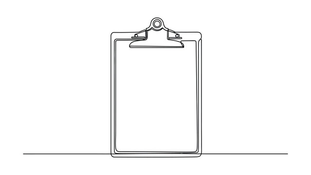 Continuous single line drawing of an empty office clipboard.