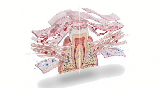 Cross Section Of Tooth Anatomy With Periodontal Ligament Fibers