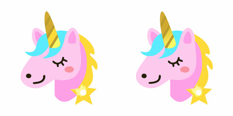 kawaii unicorn icons pastel colors isolated on white background © Tapan