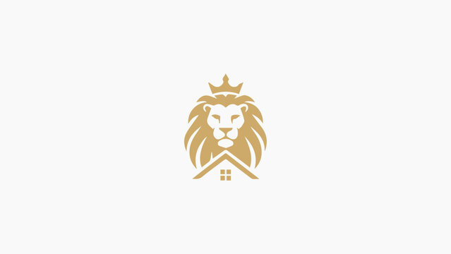 Luxury Lion Home Branding crown logo design creative contstruction