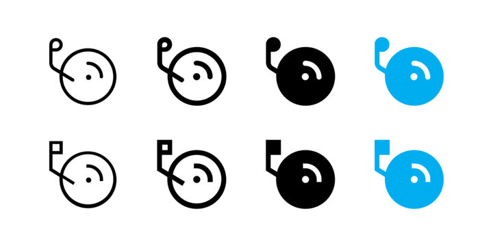 Set of alarm bell icons, school or fire alert notification symbols