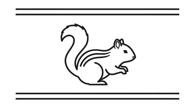 Cute Squirrel Line Drawing Icon, Stylized Animal Silhouette, Vector Graphic