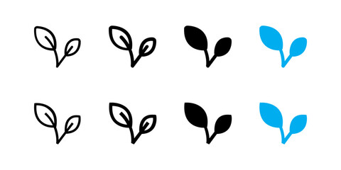 Fototapeta premium Set of leaf icons in different styles, including outline, solid, and colored versions
