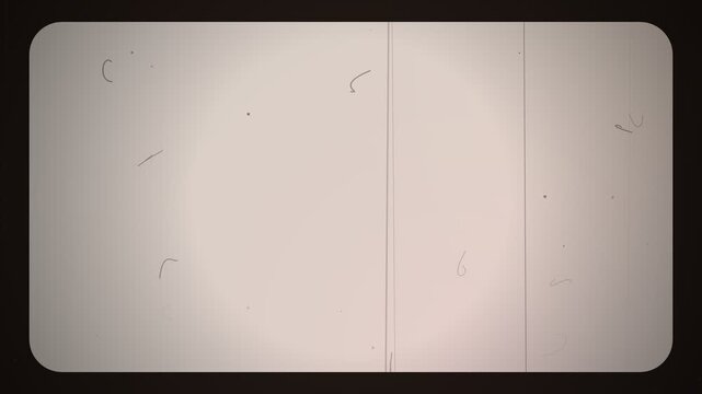 Film Frame with Jittery Vertical Scratches Dust Grain and Rounded Mask for Retro Movie Project Overlay