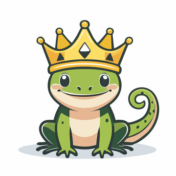 Cute cartoon frog king with a crown
