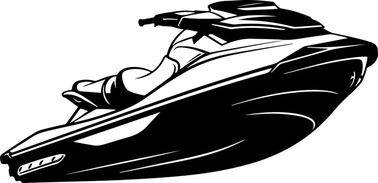 Jet ski, water sports, vehicle, black illustration, motorized, aquatic