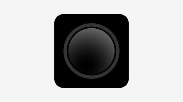 A bold dark circular knob or button icon with a glossy shine effect representing a physical dial or power button for an application or device