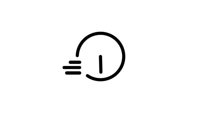 A simple outline icon combining a clock face with a curved back arrow representing history undo redo or time-based activity log in an application