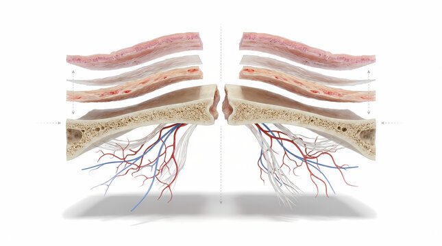 Cross-Section Anatomy of Ribs and Intercostal Muscles Showing Vascular Supply