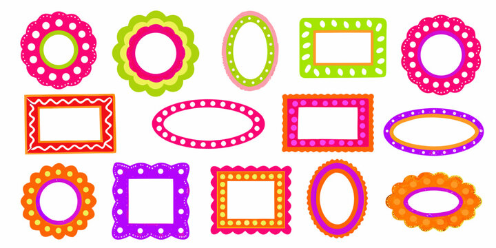 colorful retro frame set vector illustration on white background