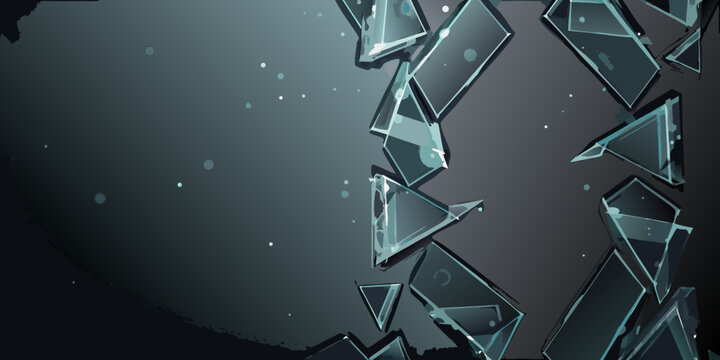 shattered glass explosion vector illustration with dark background