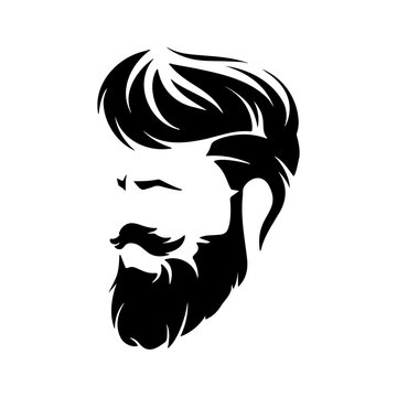 Modern Beard and Hairstyle Icon Design.