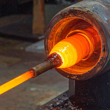 Molten glass shaping inside furnace