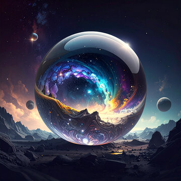 Surreal alien landscape crystal ball