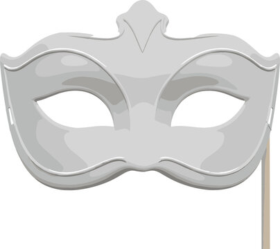 Venetian carnival mask vector illustration with elegant silver design, masquerade party accessory, classic decorative face mask isolated on white background